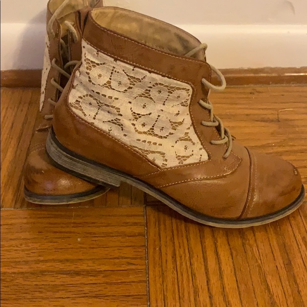 Brown combat boots